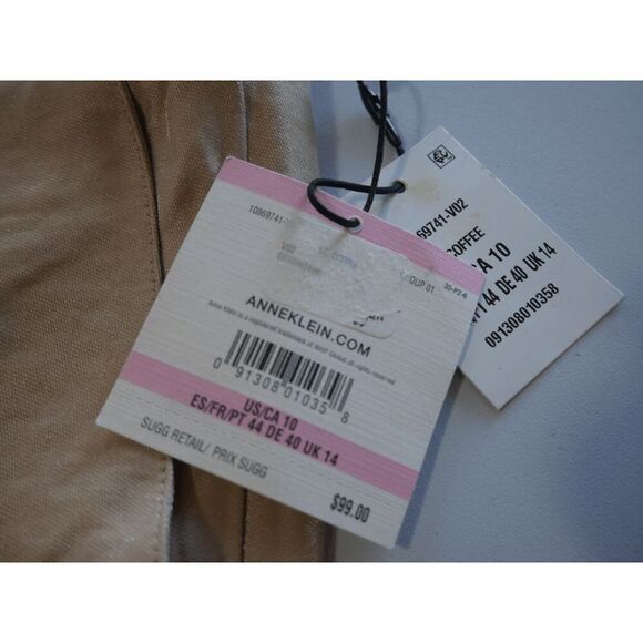 Anne Klein Women's Light Coffee Shimmer Twill Side Zip Pants 10 - Picture 6 of 7